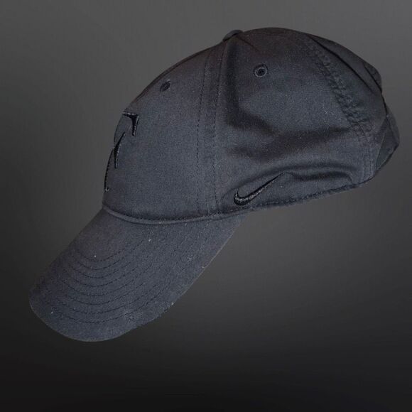 Nike Dri Fit Roger Federer RF Legacy 91 Tennis Cap Double Black Adjustable Hat - Picture 2 of 7